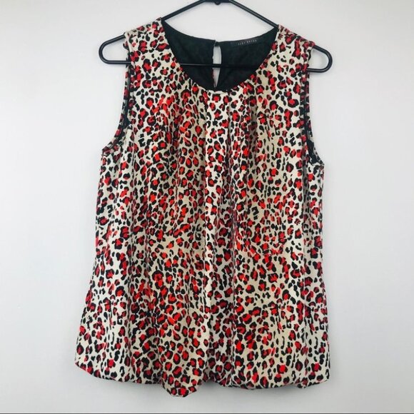 Suzy  Shier Animal print pleated blouson top size L - Picture 3 of 13